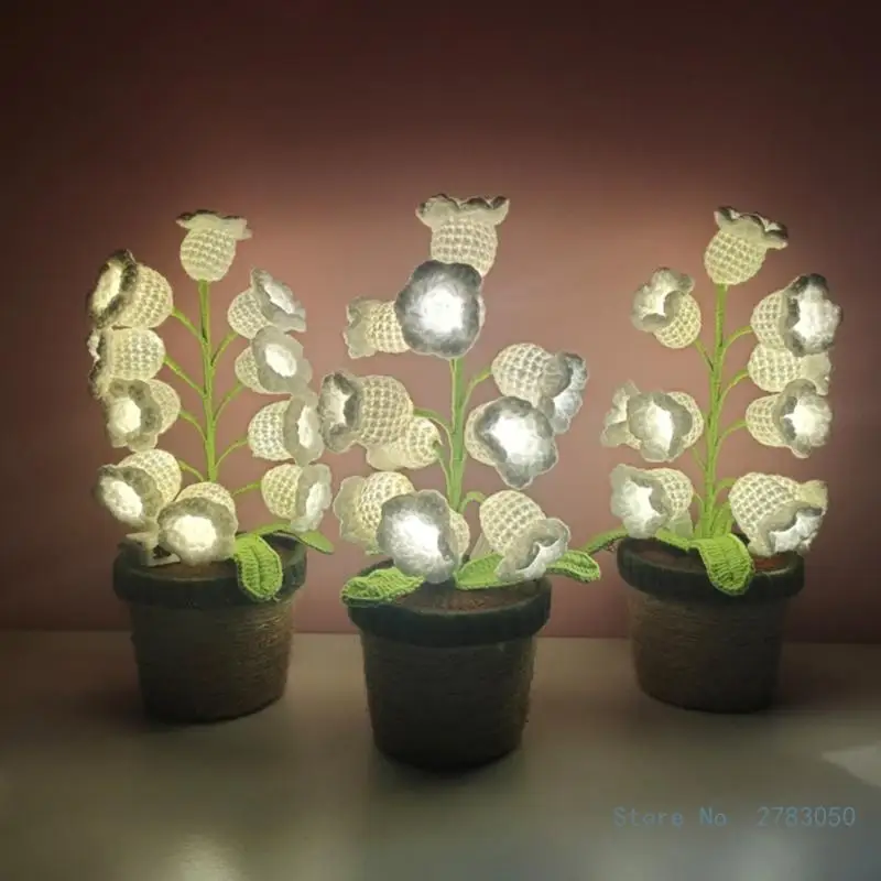 

Cotton Rope Knitted lily of the valle Light with Soft Lighting Accent Indoor Decorative Knitted Flower Small Night Light