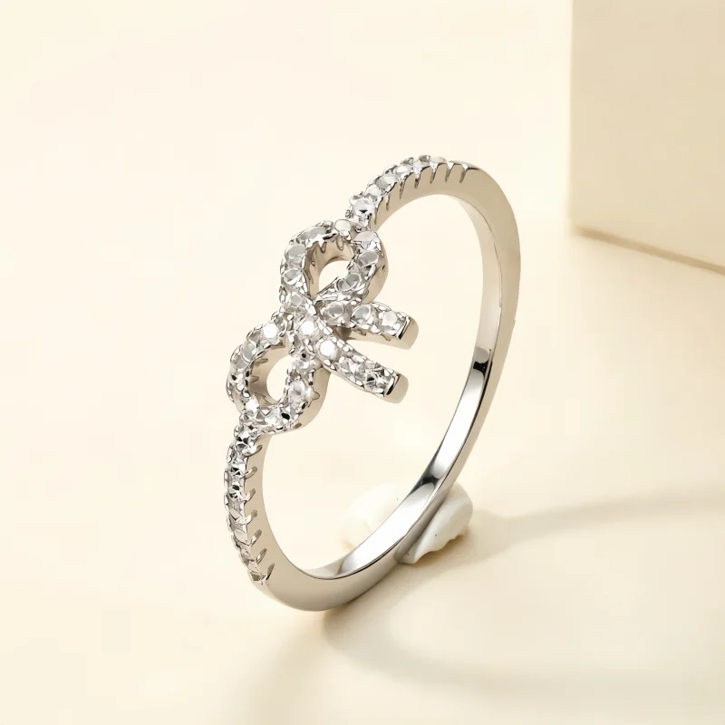 Exquisite, elegant, sweet, shiny bow princess ring, daily casual dating, wedding jewelry, commemorative gift