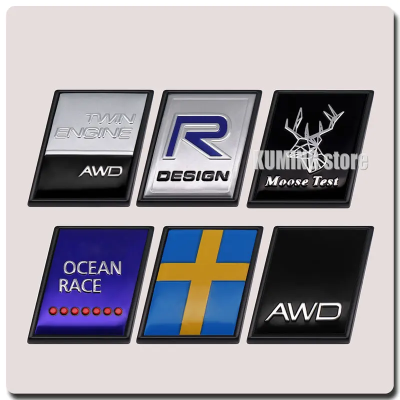 Schwarzer Rand Metall Abzeichen r Design awd Elch Test Logo Aufkleber Auto Aufkleber für Volvo Ocean v40 v60 v90 xc60 xc90 xc40 s60 s90 s80