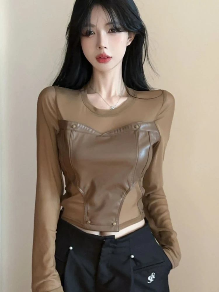 Solid T-shirts Women Long Sleeve Slim Fit Deign Spring Korean Style Hipster Streetwear All-match Hot Female Fashion Clothing New #2