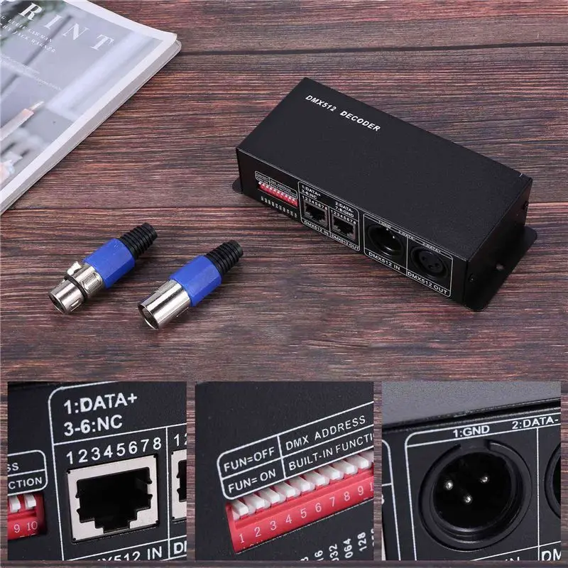 AA05 2X DMX 512 4CH X 8A Decoder LED Controller 4 Channel Driver RGBW LED Tape DC 12V - 24V