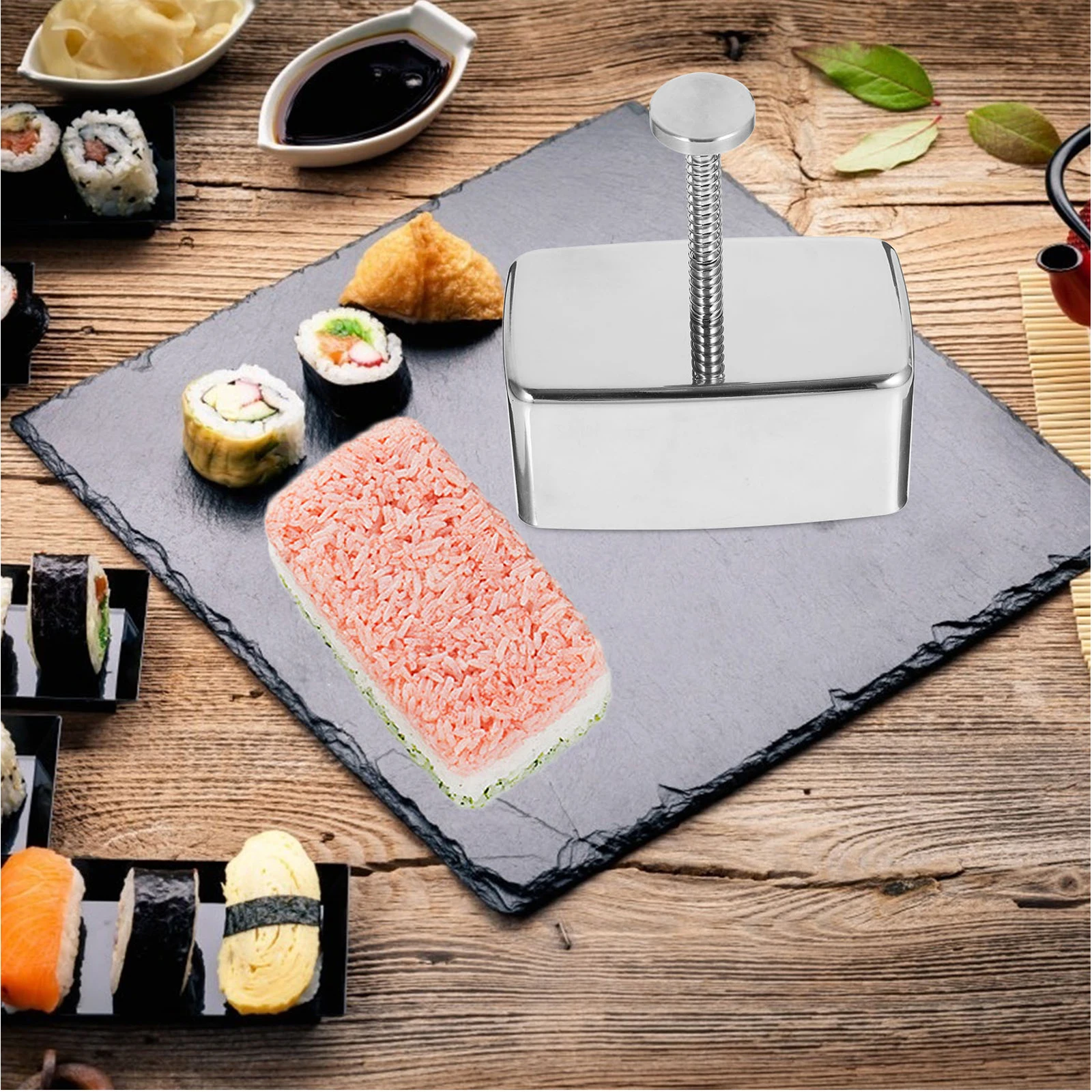 

Rice Ball Onigiri Maker Gadgets DIY Rectangular Shaped Stainless Steel Reusable Sushi Rice Mold Tools
