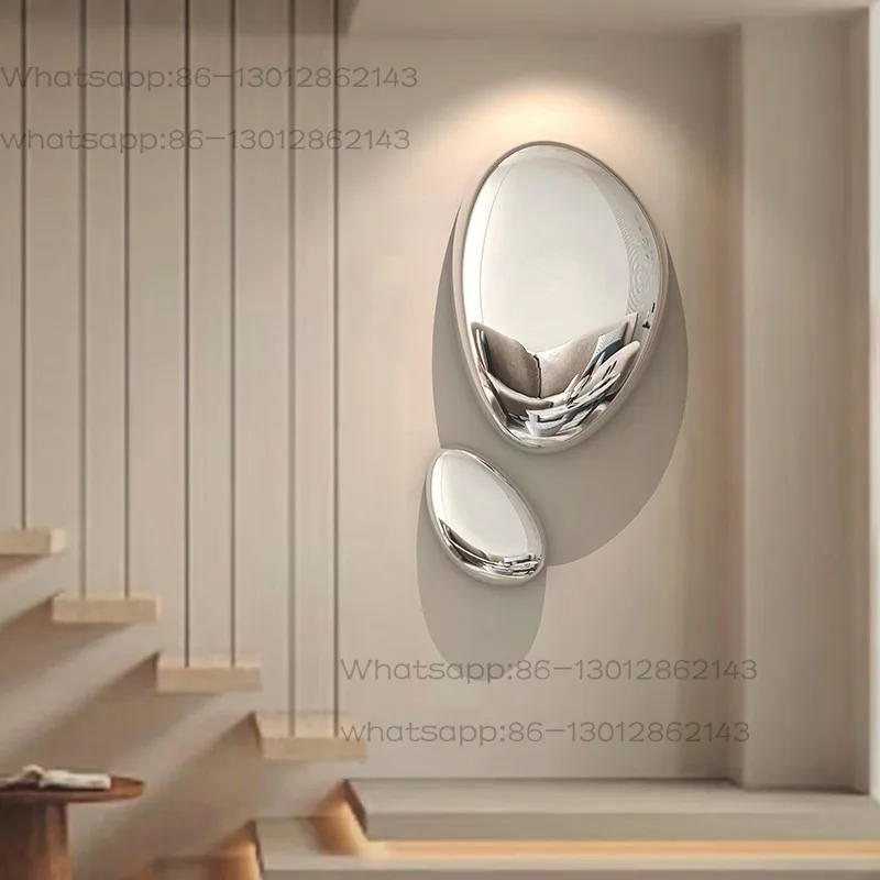 European creative water drop wall decoration art pendant, light luxury imitation stainless steel pebble wall decoration