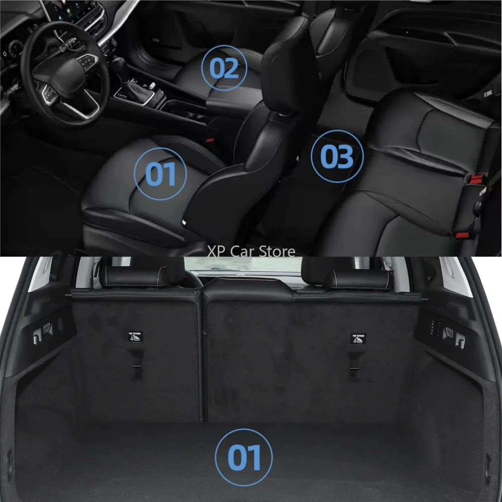 

For BYD ATTO3 YUAN PLUS Car Floor Mats Trunk Pad TPE 3D Foot Mat Odorless Tray Set BLACK