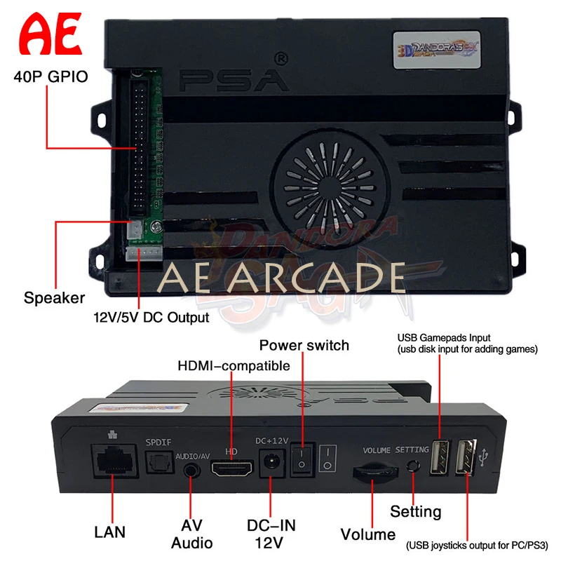 3D Pandora Saga Box EX 10888 in 1 DIY Kit Arcade Game Console Cabinet Support WiFi to Download Games