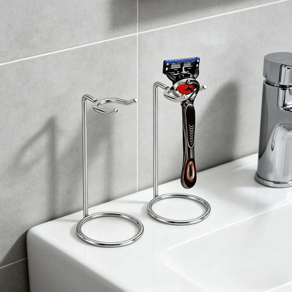 Stainless Steel Razor Display Bracket Stable Countertop Placement Holder Stylish Grooming Tool Rack Washroom Sorting Accessory