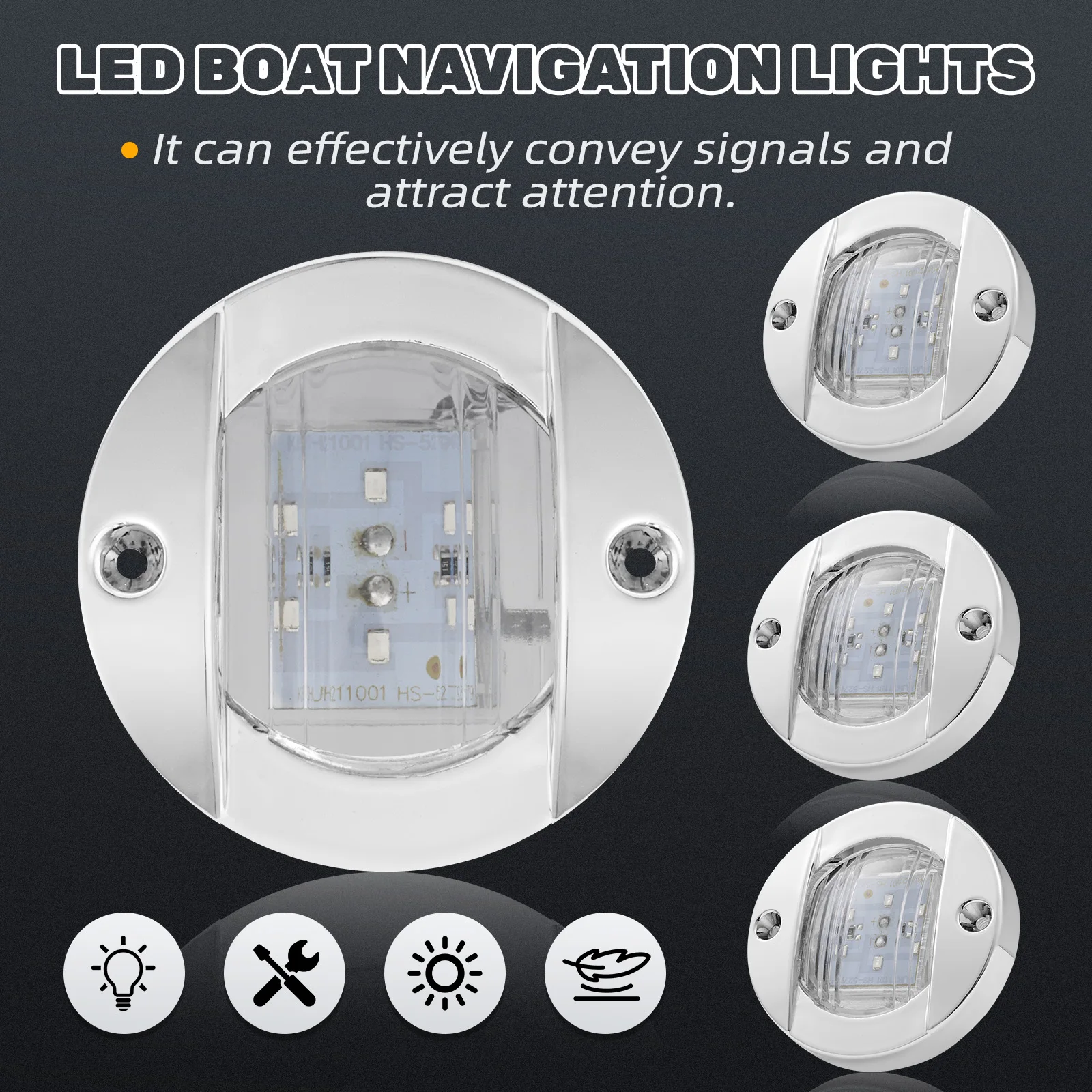 4pcs 6LED 12V Round Yacht Marine Boat LED Stern Light Cabin Deck Courtesy Light Marine Interior Cabin Lights Waterproof