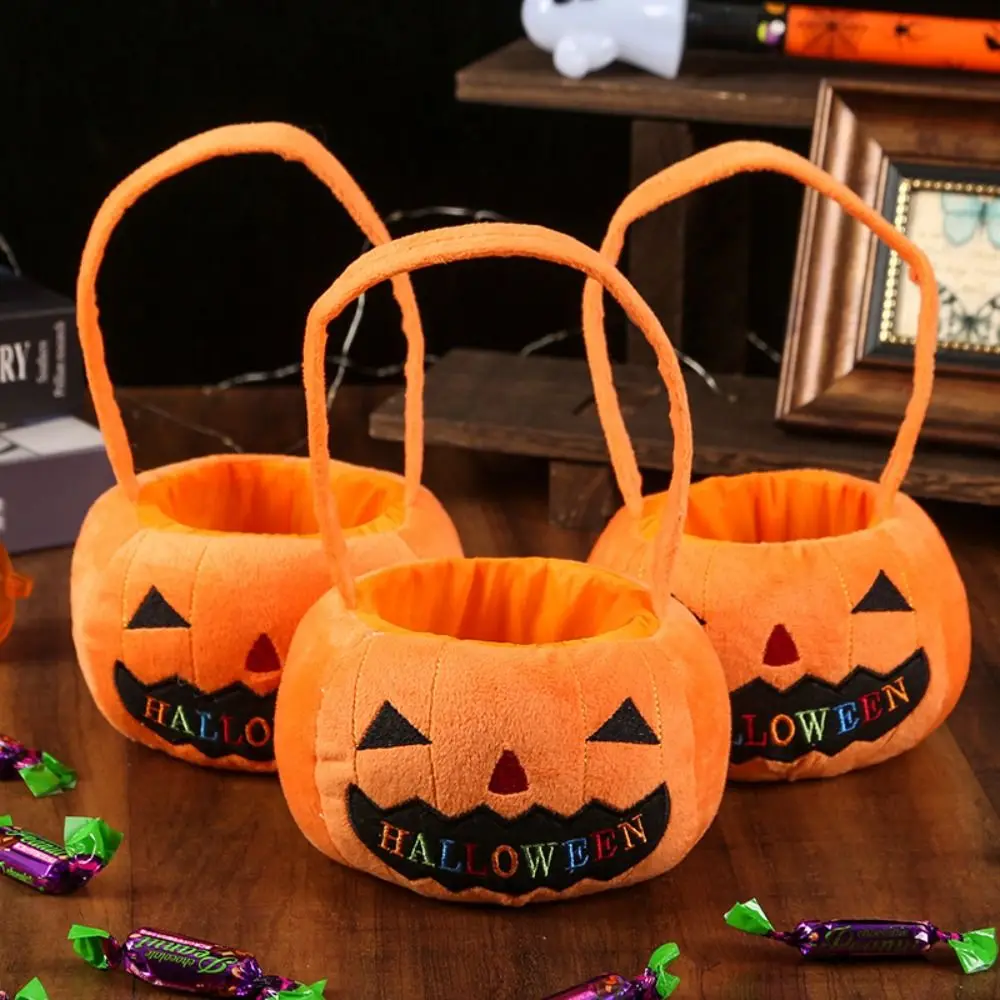 Creative Cloth Halloween Candy Bag Gifts Pouch Trick or Treat Pumpkin Candy Bucket Handbag Plush Stuffed Cotton Tote Bags Kids