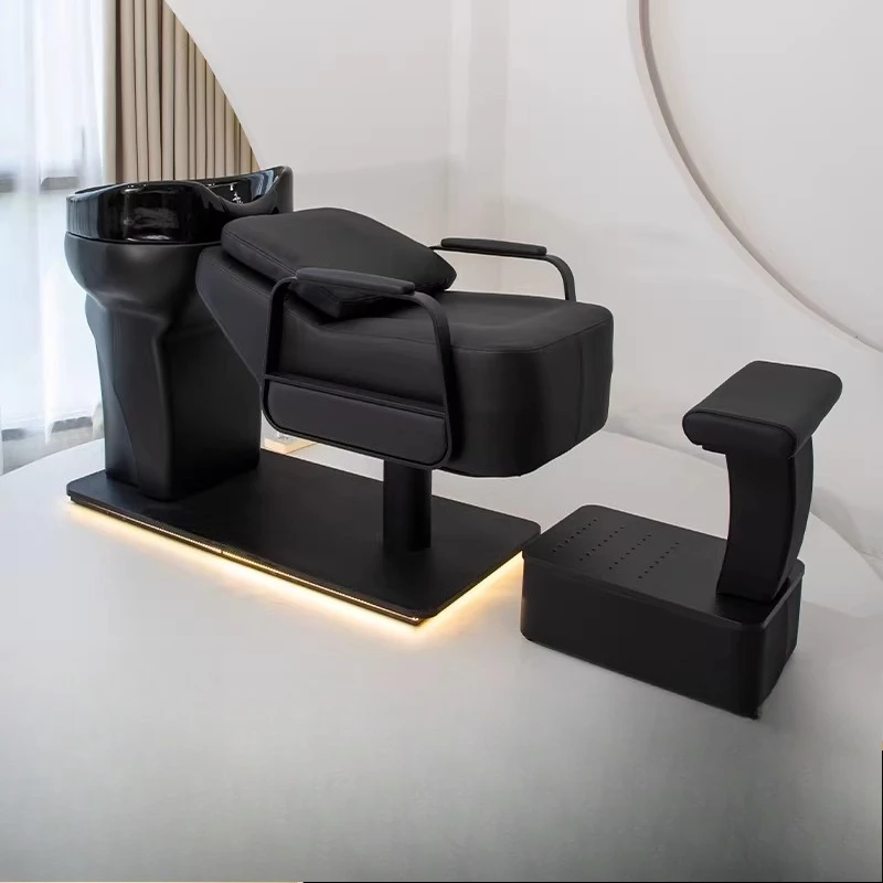 

Barbershop bed fashionable and simple ceramic deep semi-reclining flush bed for hair salons