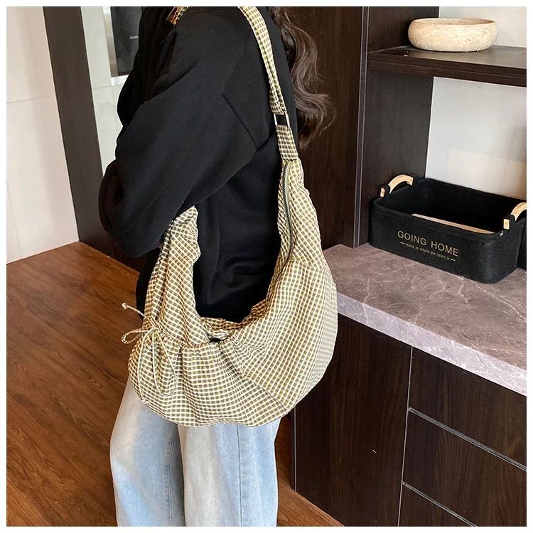 Nylon Plaid Mode Umhängetaschen Casual Große Kapazität Pendeln 2025, Heißer Verkauf frauen Taschen Vielseitige frauen Handtaschen – Detail 17