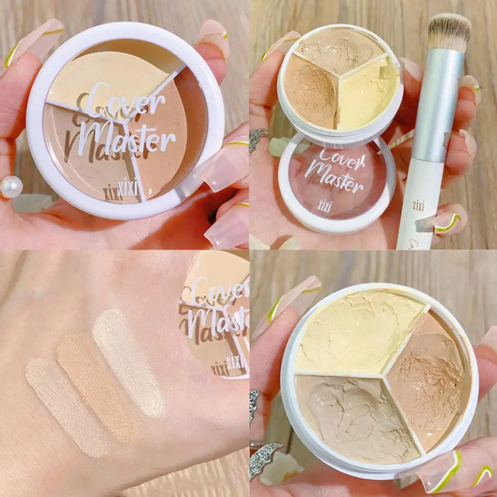 3 colores corrector resistente al agua cubre marcas de acné ojeras crema corrector cosméticos paleta base de larga duración M6C1