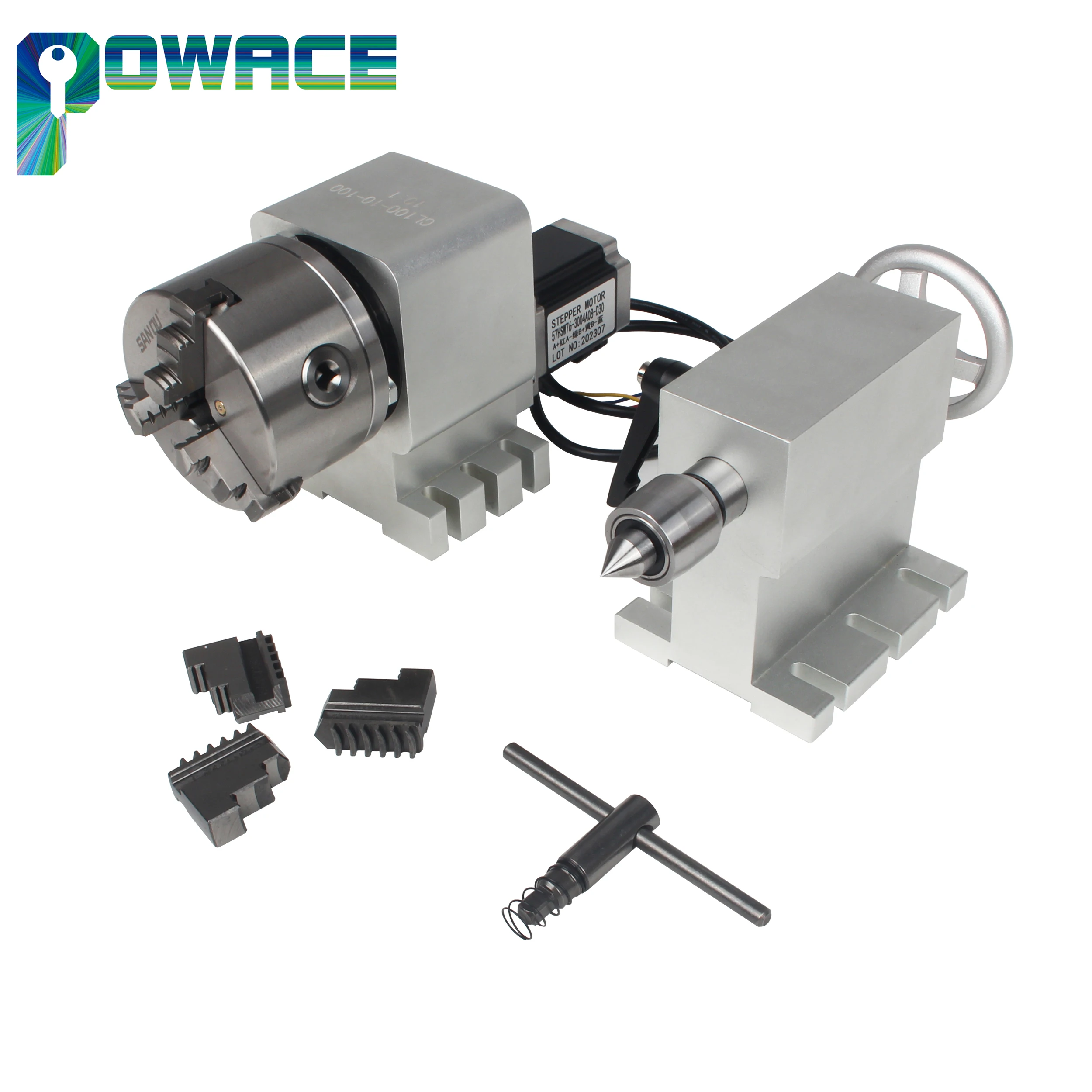 CNC Rotary 4th Fourth Axis Kit Dividing Head Gearbox Gear Reduction 10:1 With 3 4 Jaws 100mm Chuck + Tailstock