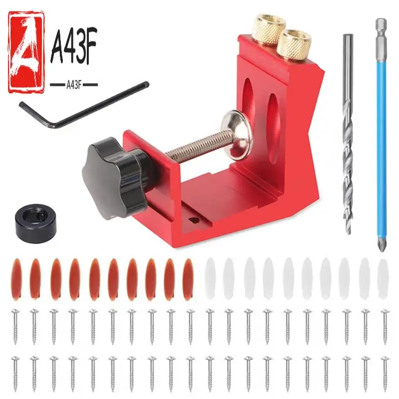 

A43F-45Pcs Hole Jig Kit Dowel Drill Joinery Screw Kit Carpenters Wood Woodwork Guides Joint Angle Tool Carpentry Locator