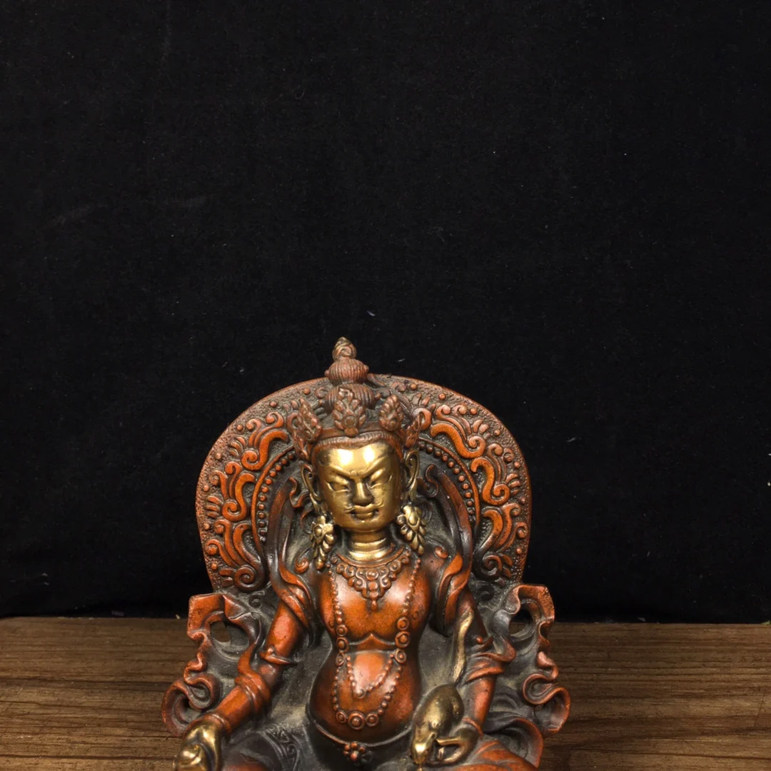 Nepalese brass Liu real gold purple copper yellow god of wealth backlit Buddha home offering indoor incense case small ornament