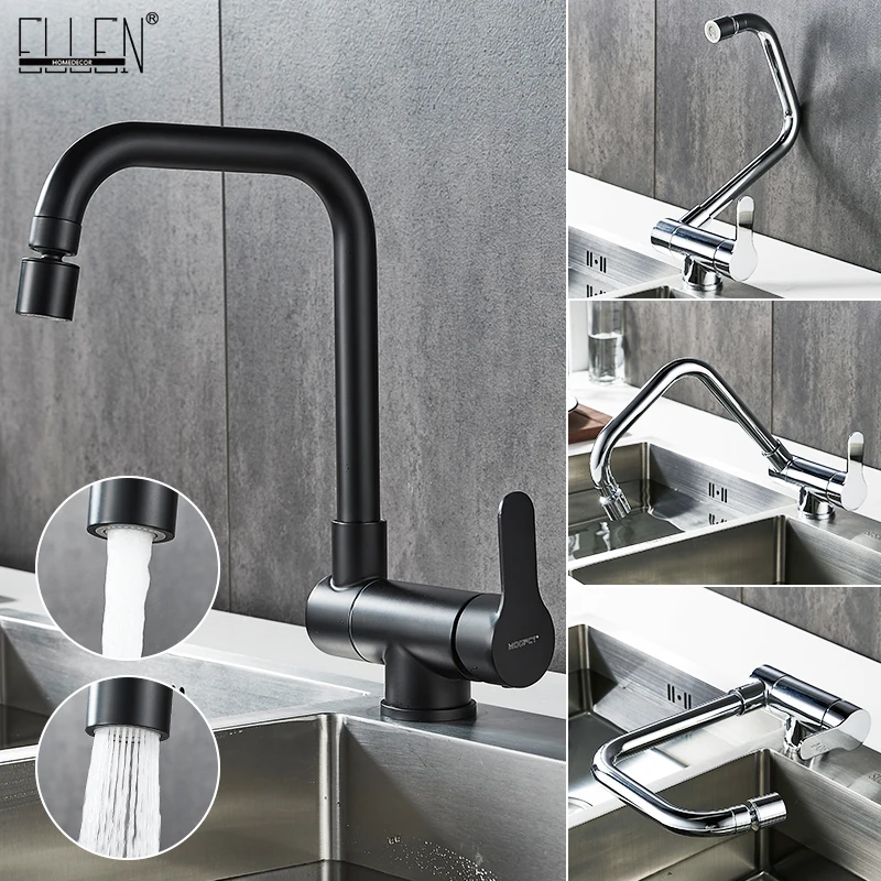 Kitchen faucet for front window, 360° swivel, folding mixer, 2 spray modes, single lever folding faucet EL9005