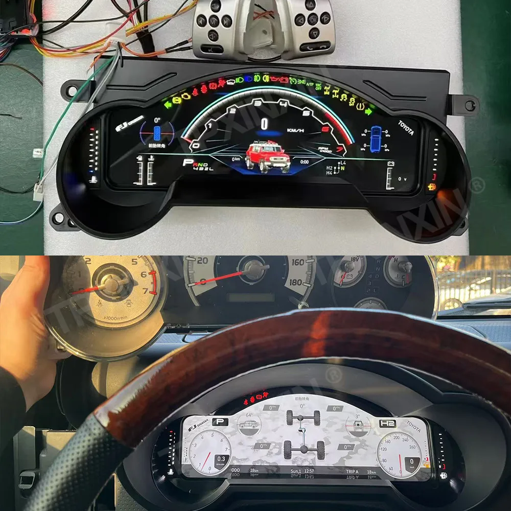 For Toyota FJ Cruiser 2007-2022 Car Dash Digital Cluster Dashboard LCD Instrument Panel Speedometer Buttons TPMS Virtual Cockpit