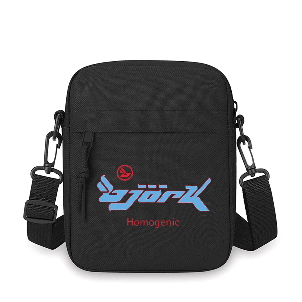 Bjork album design black background Men Crossbody Bag Single Shoulder Women Cartoon Anime Film Printing Design Unisex