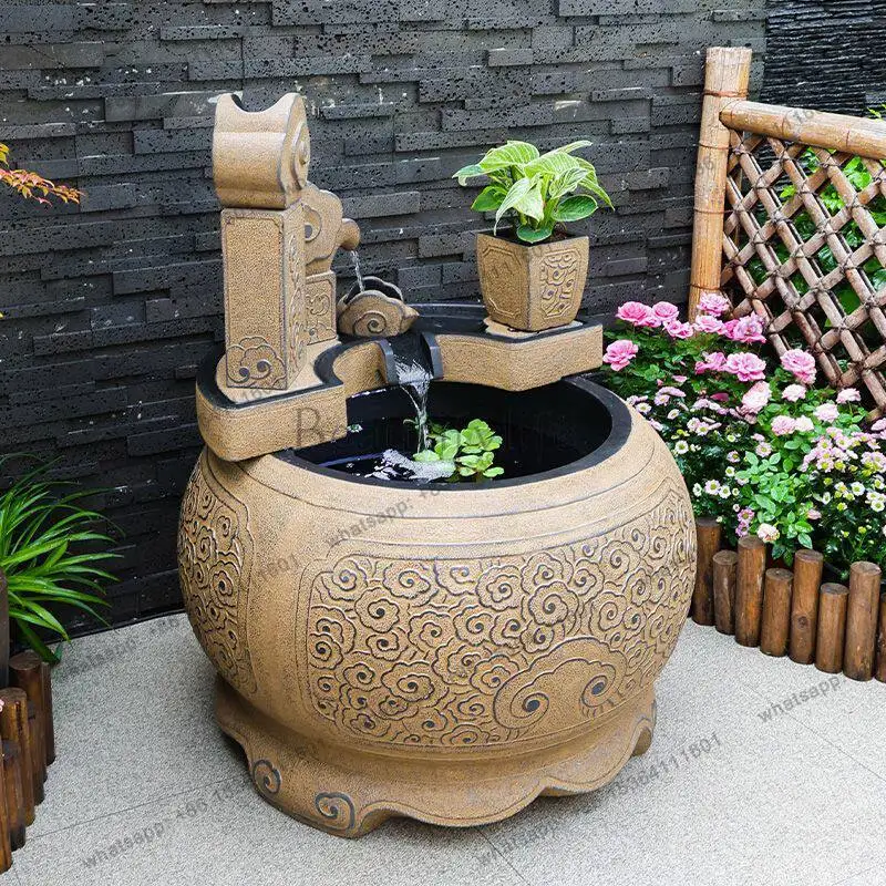 New courtyard fish pond flowing water fish tank circulating water fountain rockery water feature fish tank landscaping layout