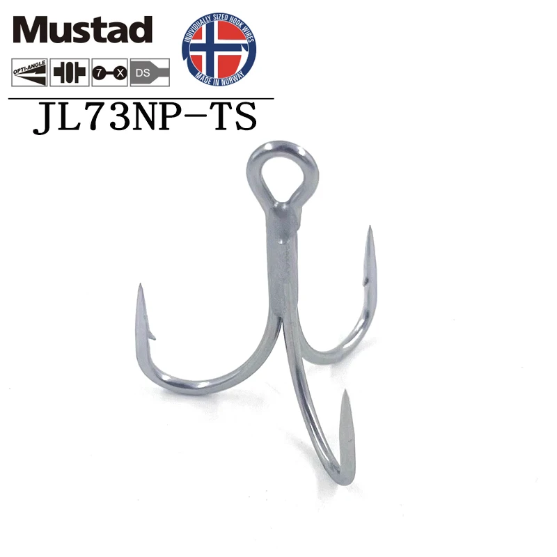 Mustad Norway JL73NP-TS Self-balanced Three-hook 3X High-strength，Corrosion-resistant LURE Fishhook False Bait Hook，Fishing