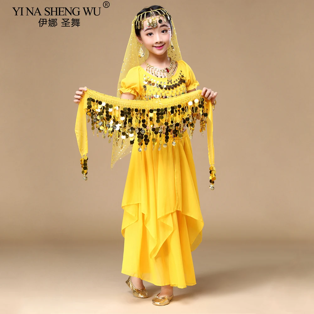 

Новые костюмы для восточных танцев для танца живота, детские комплекты для танца живота, детские костюмы для практики Болливуда, Индии, 6 шт./компл.