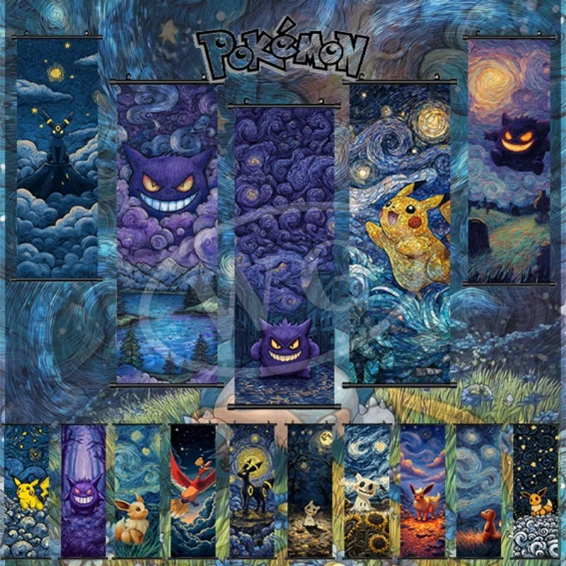 

Starry Sky Pikachu Hanging Van Gogh Famous Paintings Decorative Paintings Pok E Mon Posters Esports Room Wall