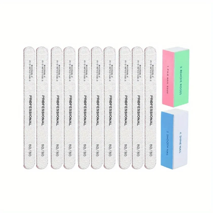 12pcs Nail Tools Buffer Shinner Manicure Washable S Block Board Nail Polish Files Blocks