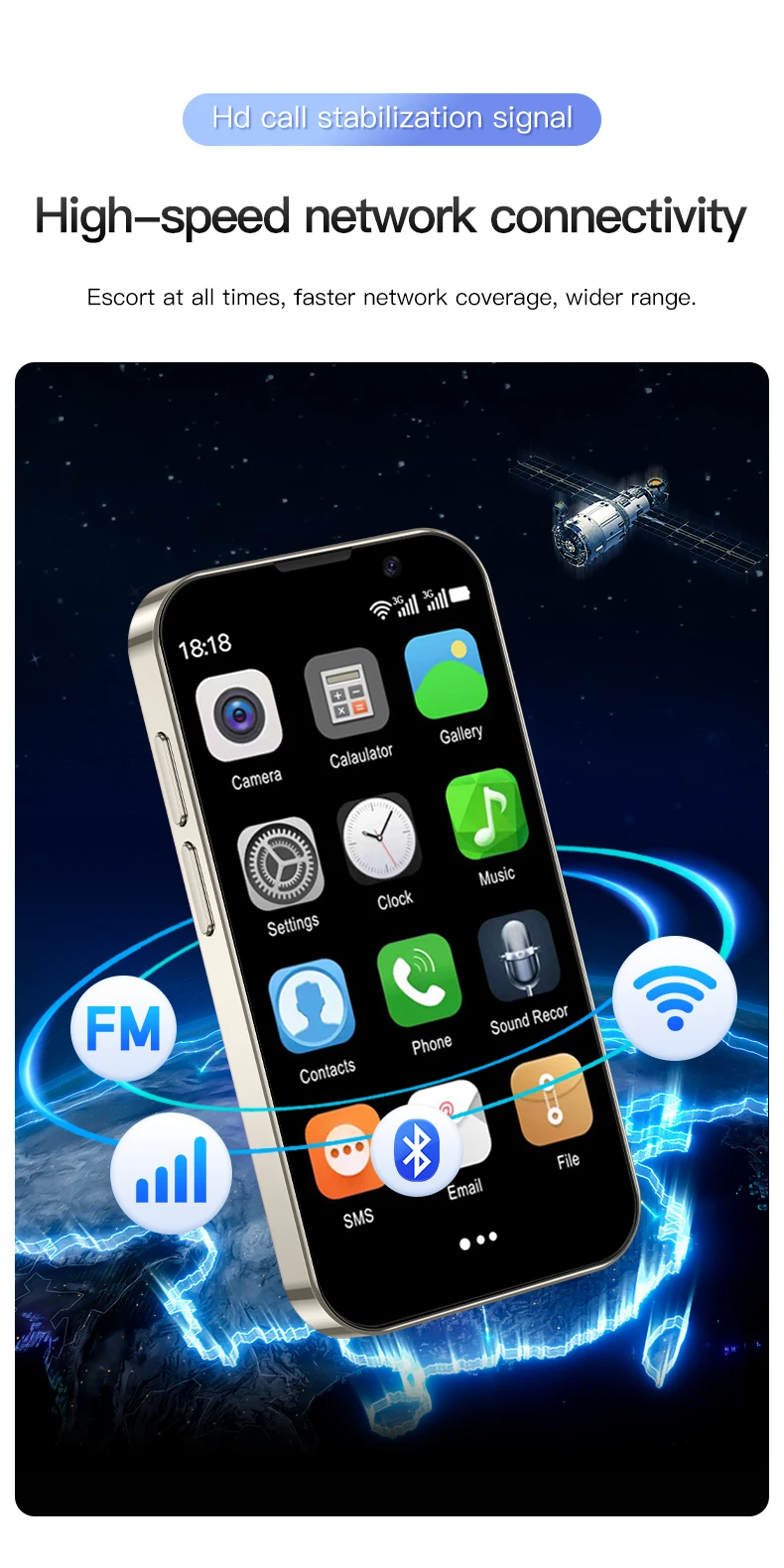 SERVO Ultra Mini Pocket Smartphone 3G Android 9.0 2GB+16GB Dual SIM Face Unlock WiFi GPS Video Player 3.0" Unlocked Mobile Phone