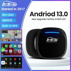 Smart AI Box con Android 13 MMB, CarPlay, LED, QCM6225, inalámbrico, CarPlay, 4GLTE, Puerto SIM TF, actualización FOTA, 8G + 128G