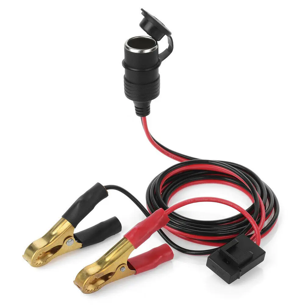 

12V/ 24V Car Cigarette Lighter Socket To Battery Alligator Crocodile Clip Connector With 3Pcs Fuse Charge Cable