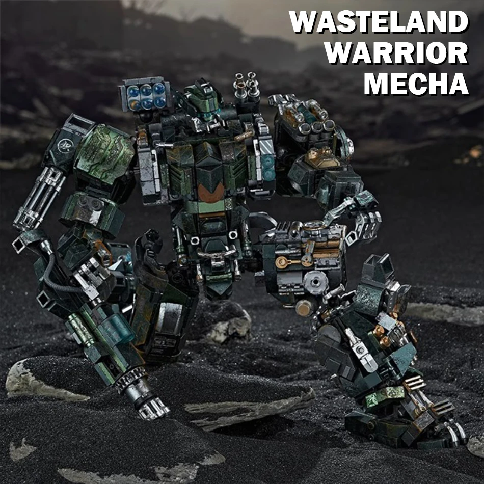 MOC Technical Wasteland Style Warrior Mecha Building Blocks Mechanical Armor Robot Figures Bricks Toy Ornaments Kids Adults Gift