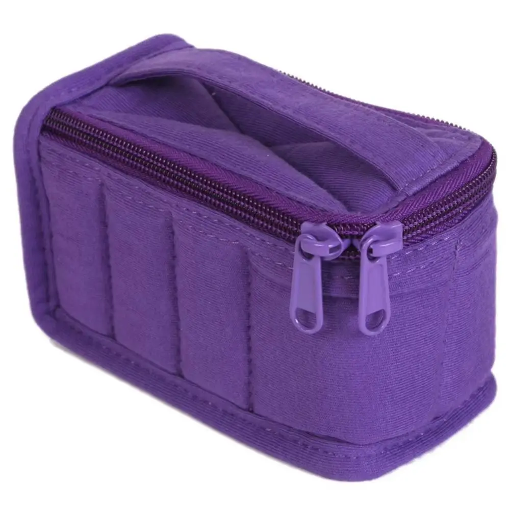 8-Grid Essential Oils Carry Case Shockproof Moisture-proof Cotton Manicure Polish Storage Bag Handle Large Capacity