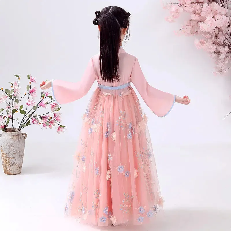 

Cy2025 летнее платье ханьфу для девочек, костюм китайской принцессы, детское винтажное праздничное платье, традиционный костюм для косплея для маленьких девочек