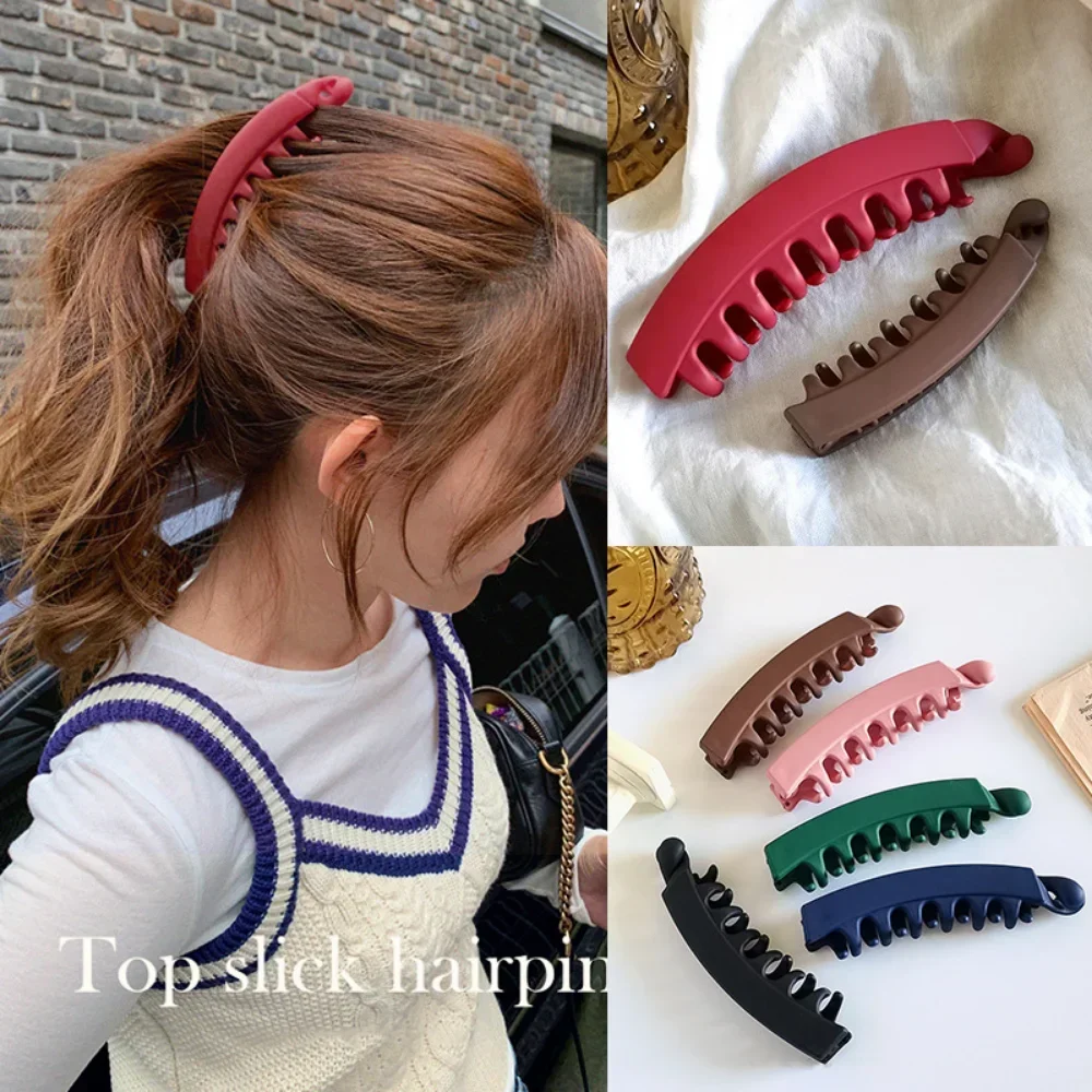 Vintage Frosted Banana Hair Clip Solid Banana Clip Women Girl Hair Style Hairpin Fashion Ponytail Clip Barrettes Hair Claw Clamp