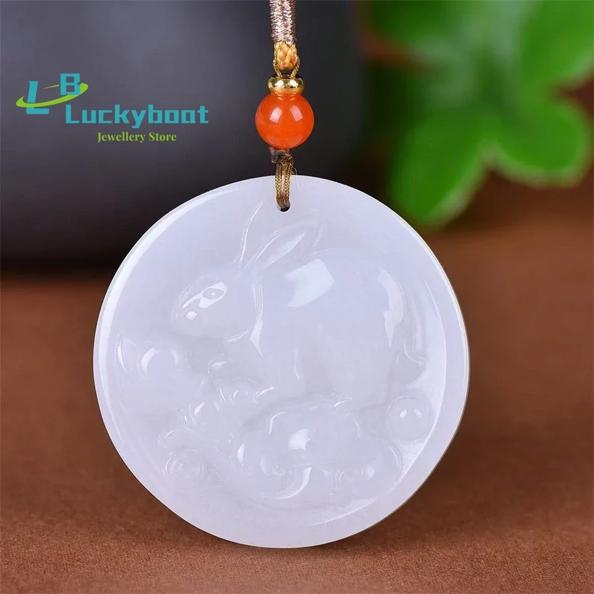 Natural Gold Silk Jade Rabbit Zodiac Circle Sign Pendant Simple and Generous Personalized Fashion Versatile for Men and Women