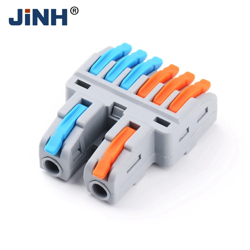 JINH 10Pcs 2 in 4/6/8 Out CMK 422 Quick Lever Wire Connectors Universal Splitter Cable Spring Butt Home Terminal Blocks Led