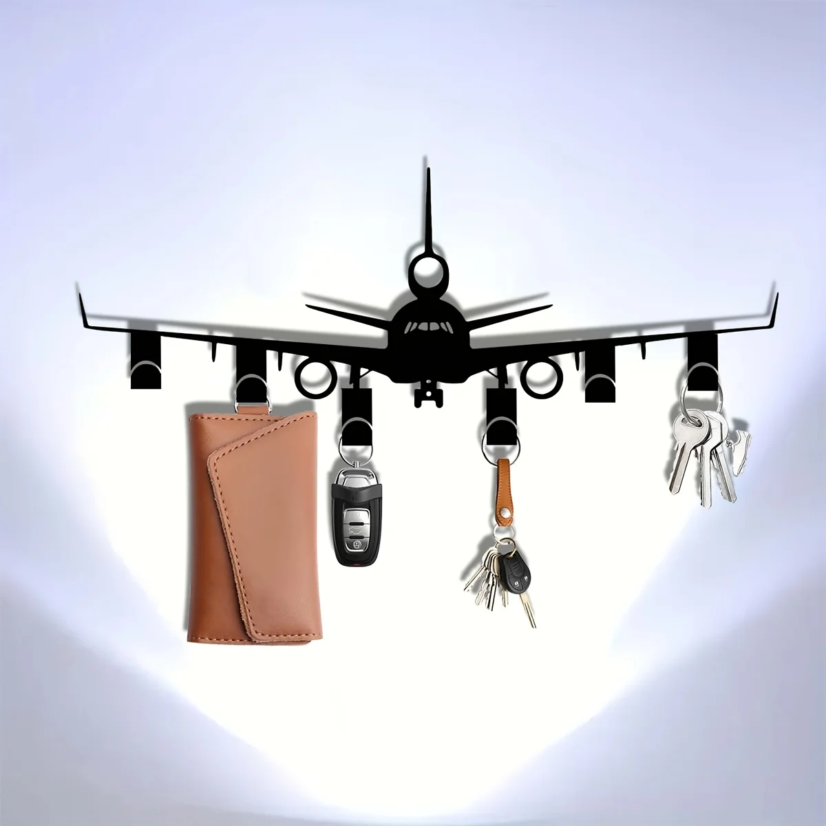 1 Stück Metall-Flugzeug-Schlüsselhalter, Wandmontierter Schlüsselorganizer für den Eingangsbereich, Schwarzer Langlebiger Schmuckhaken, für Büro & Eingang