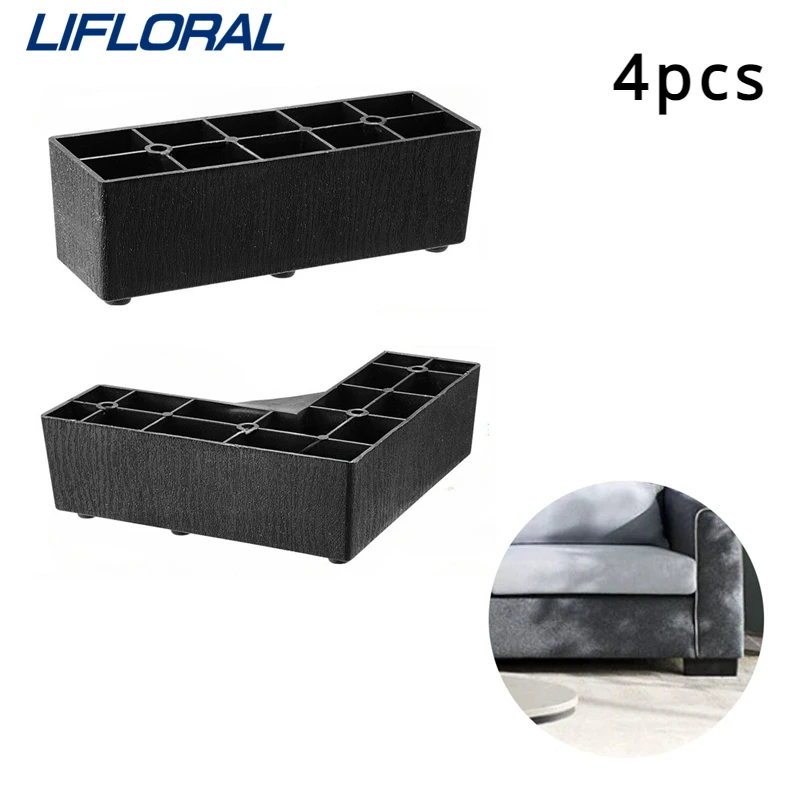 4Pcs 50MM Hight Plastic Furniture Legs L-shape And One Line Shape Sofa Legs Coffee Table and Bed Legs Rectangle Couch Leg Plinth