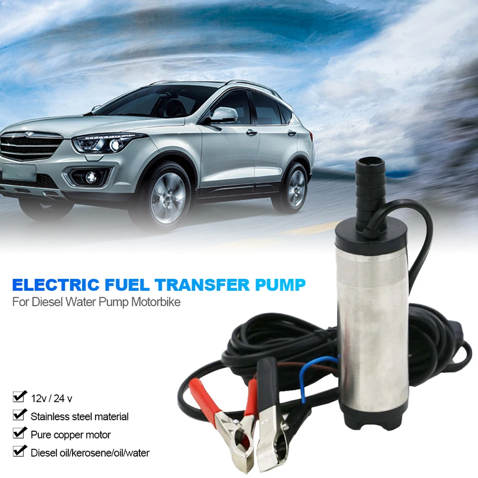 Pompe à Huile 12V 38 Mm Altamejor - Pompe Submersible Diesel/Eau/Kérosène, Clip, Filtre Inox, Voiture, Bateau, Caravane
