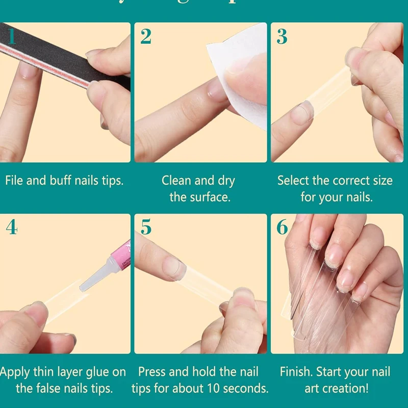 256 Stück/240 Stück 3XL konische quadratische Nagelspitzen, ohne C-Kurve, flacher Halbsatz, extra lange künstliche Nagelspitzen geeignet für Nagelstudios und Heimwerker, 12 Größen verfügbar – Detail 4