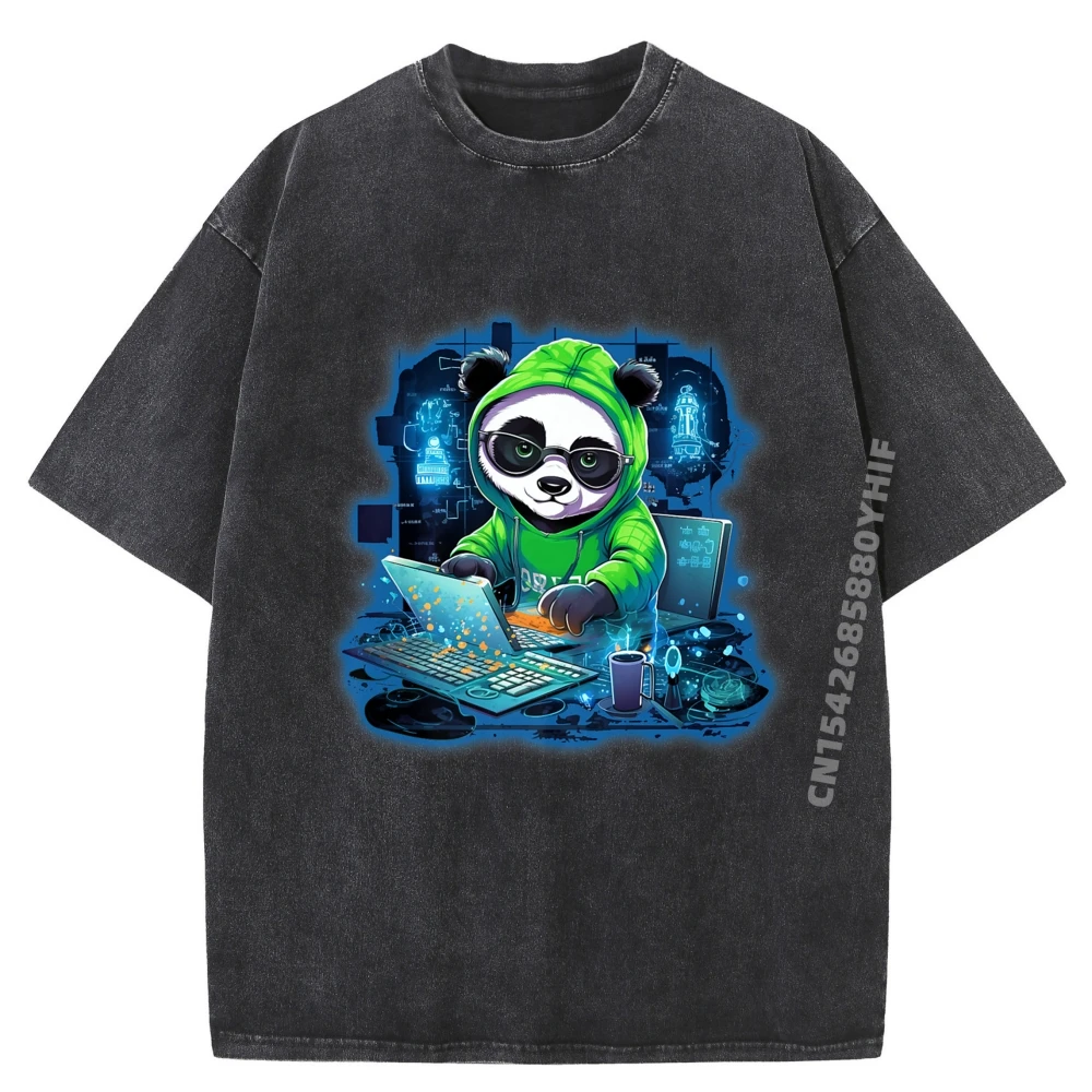 

Classic Tops & Tees Autumn Newest Tee-Shirts Retro Washed Men T-shirt Techy Computer Bear Tech Graphic Tshirt