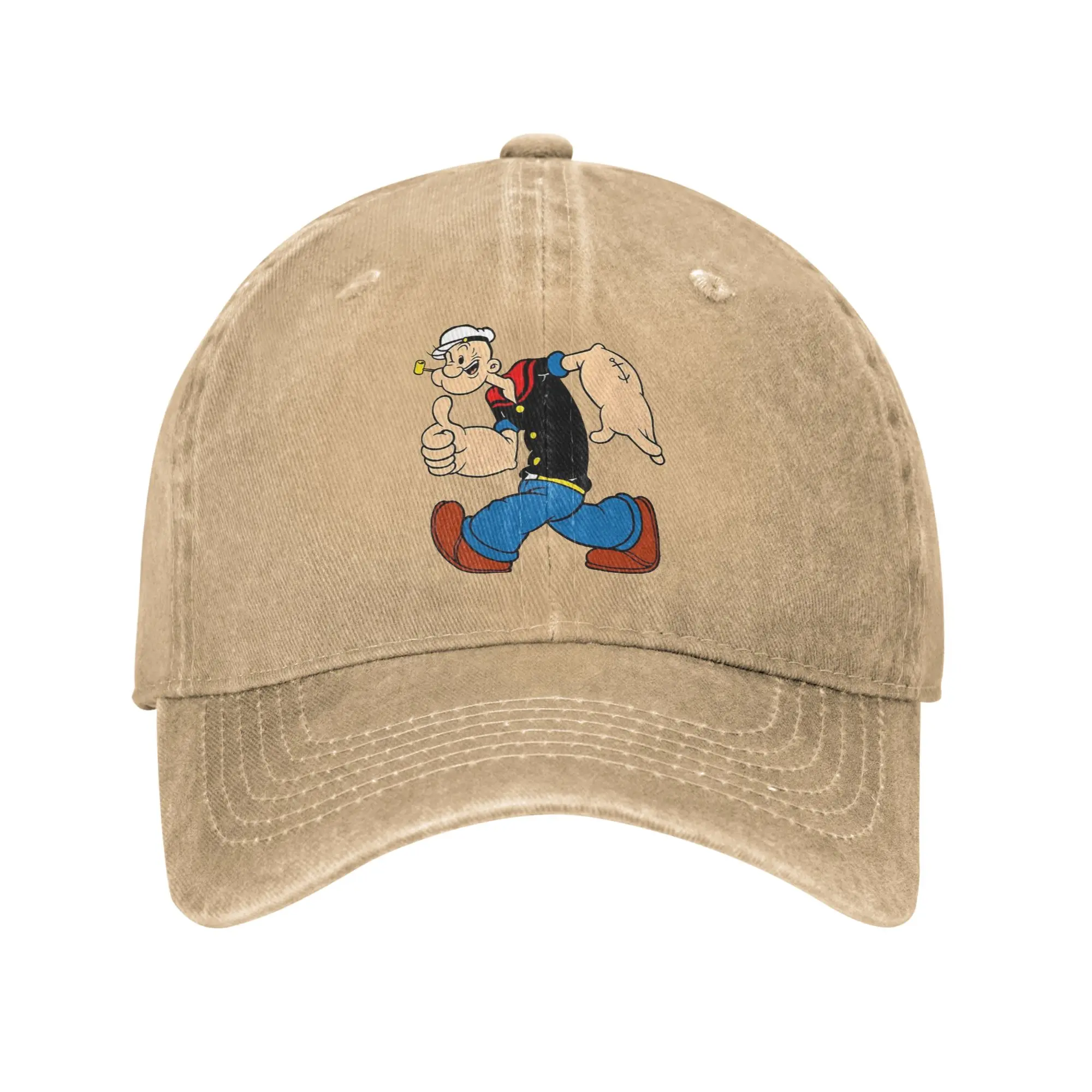 A winking Popeyed Men Women Baseball Cap  Distressed Washed Hats Cap Classic Outdoor Workouts  Unstructured Soft Headwear