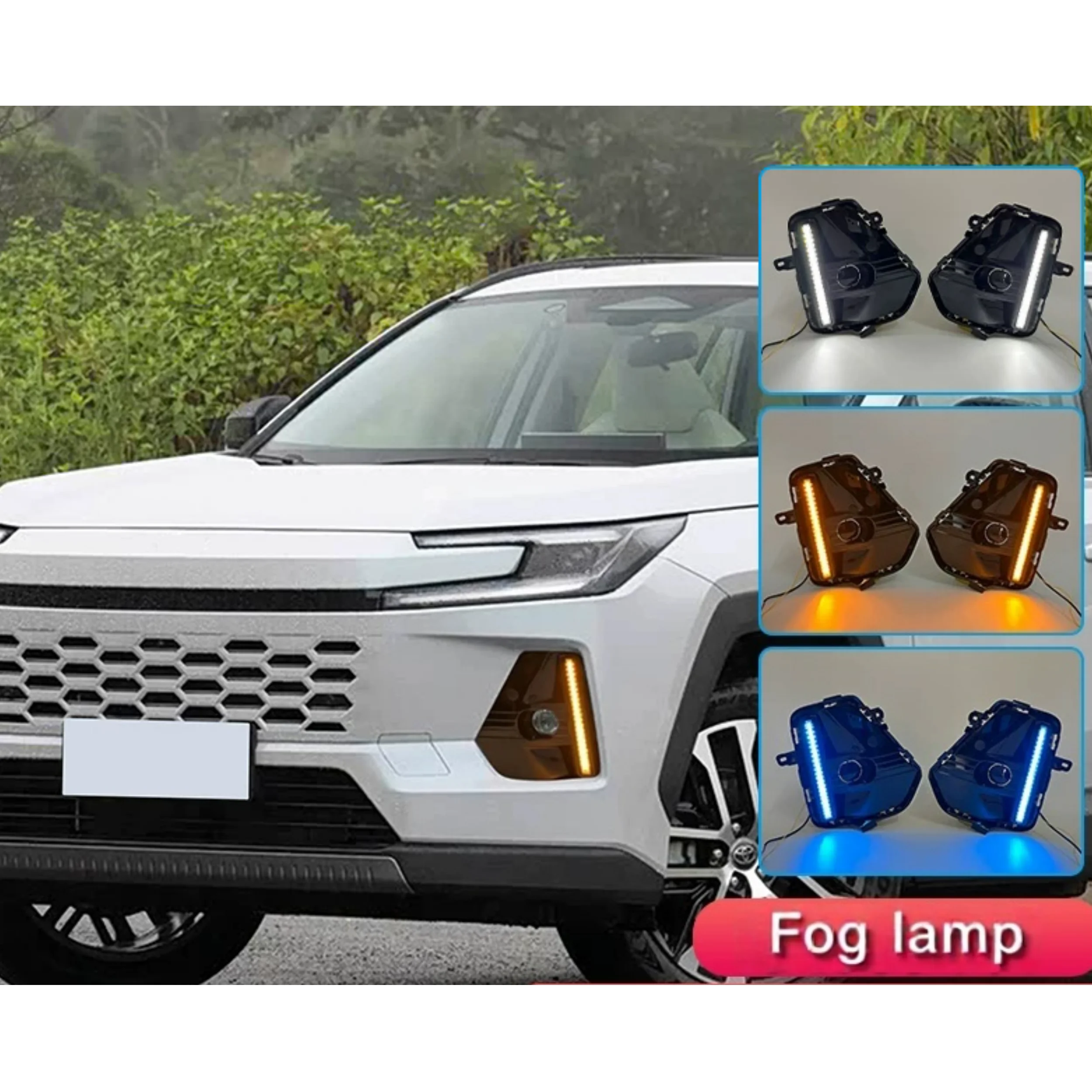 Fog lamp Daytime running light for Toyota RAV4 Wildlander 2026 modified three color Foglight DRL Front bumper foglamp Assembly