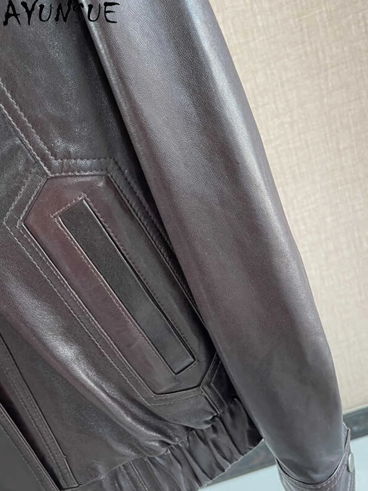 AYUNSUE 100% Echtem Schaffell Jacken Frau 2025 Herbst Öl Wachs Haut Leder Jacken Frauen Kleidung Hohe Qualität Abrigo Mujer