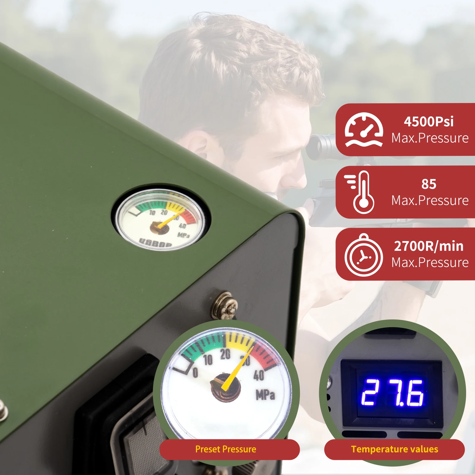 LIDACA 4500Psi 300bar Pcp ضاغط 110 فولت 220 فولت محول 12 فولت 30Mpa اطلاق النار مضخة مسدس هواء الغوص المدمج في مصدر الطاقة