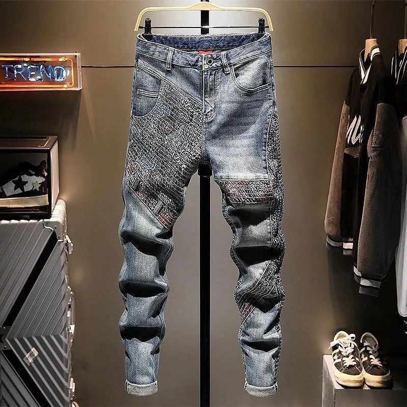 

Men's Clothing Spring and Autumn high quality Fashion Brand Personalized Printed Casual Fashion Handsome All-match Loose Jeans