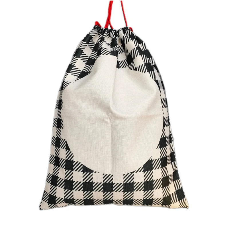 5pcs/lot Blank Sublimation Linen Buffalo Plaid Bag For Sublimation INK Print DIY Gifts Heat Press Transfe