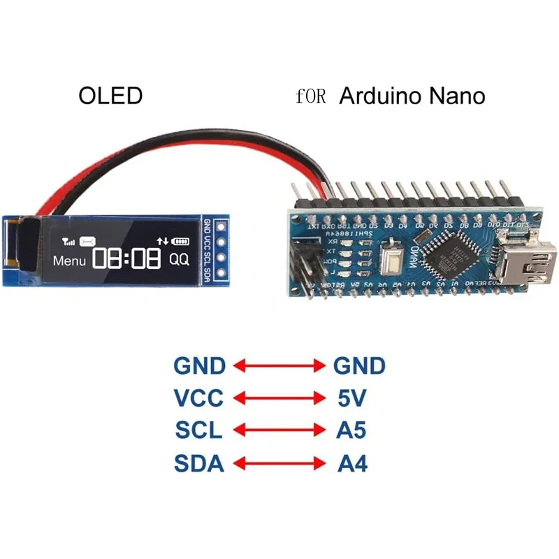 I2C 0,91 Polegadas I2C SSD1306 Branco/Blu Driver de Tela OLED DC 3.3V ~ 5V para Modulos de Exibição Arduino Led