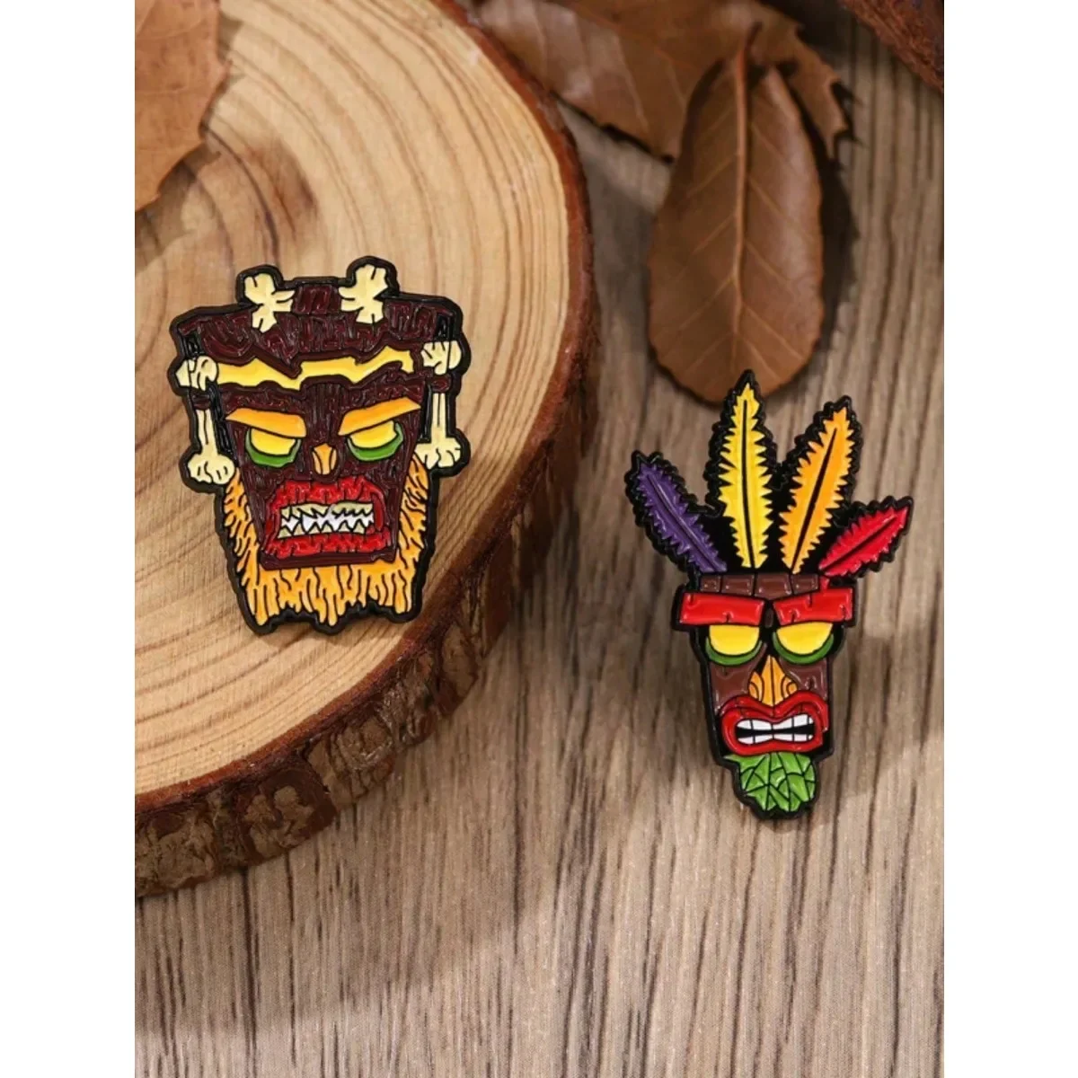 1 Piece of Funny Brooch, Primitive Tribal Wild Man Shaped Metal Paint Badge Decoration Brooch, Clothing Bag Medal Brooch