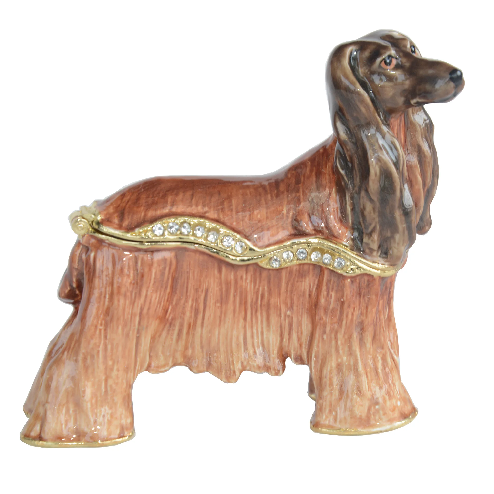 Afghan Hound Trinket Box Metal Treasured Jewelry Organizer Dog Collectable Miniature Gifts