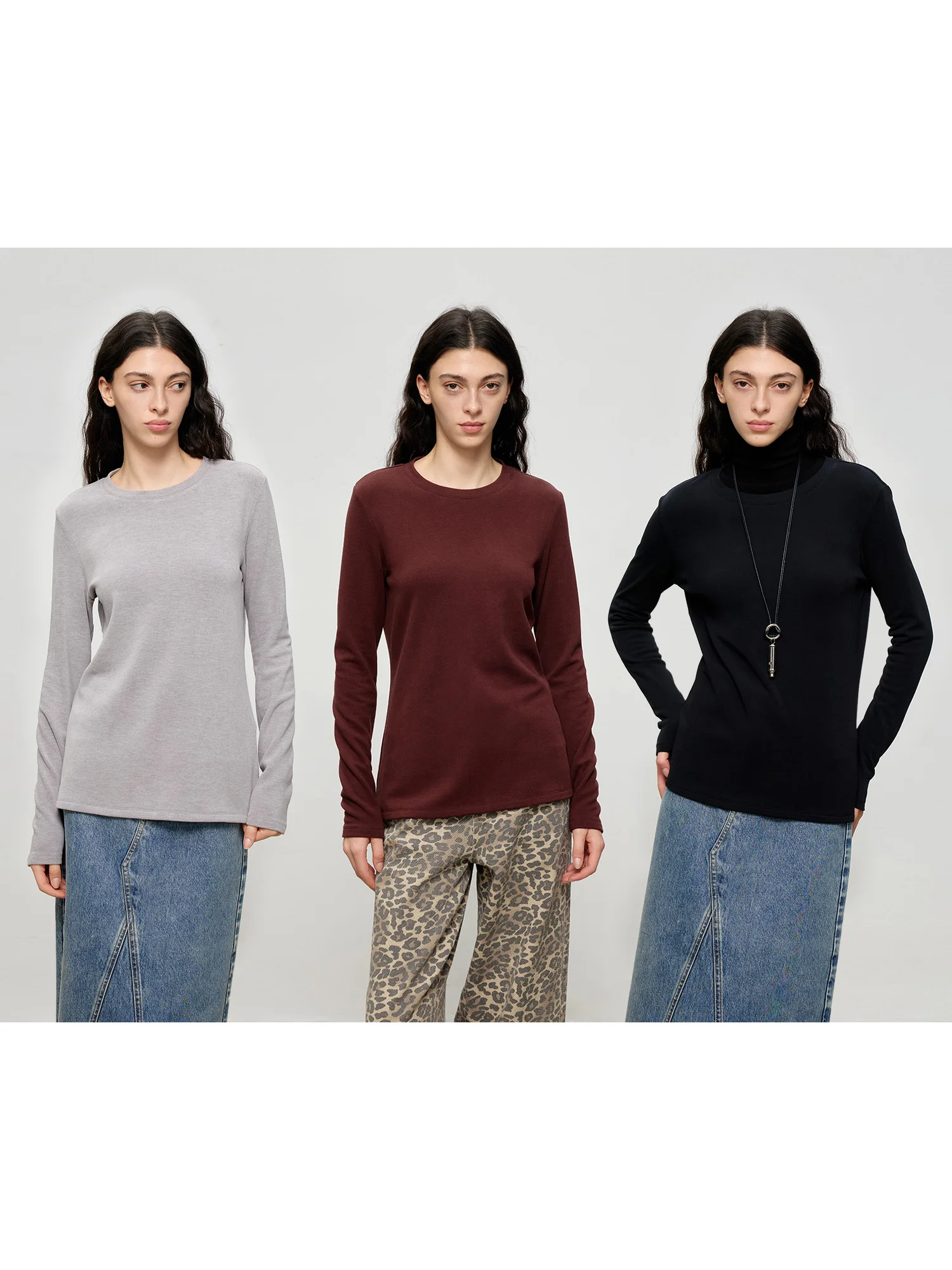 

Женская футболка MARIUS с начесом, круглым вырезом, облегающая, повседневная, базовая, модная, универсальная, с длинным рукавом, зимняя